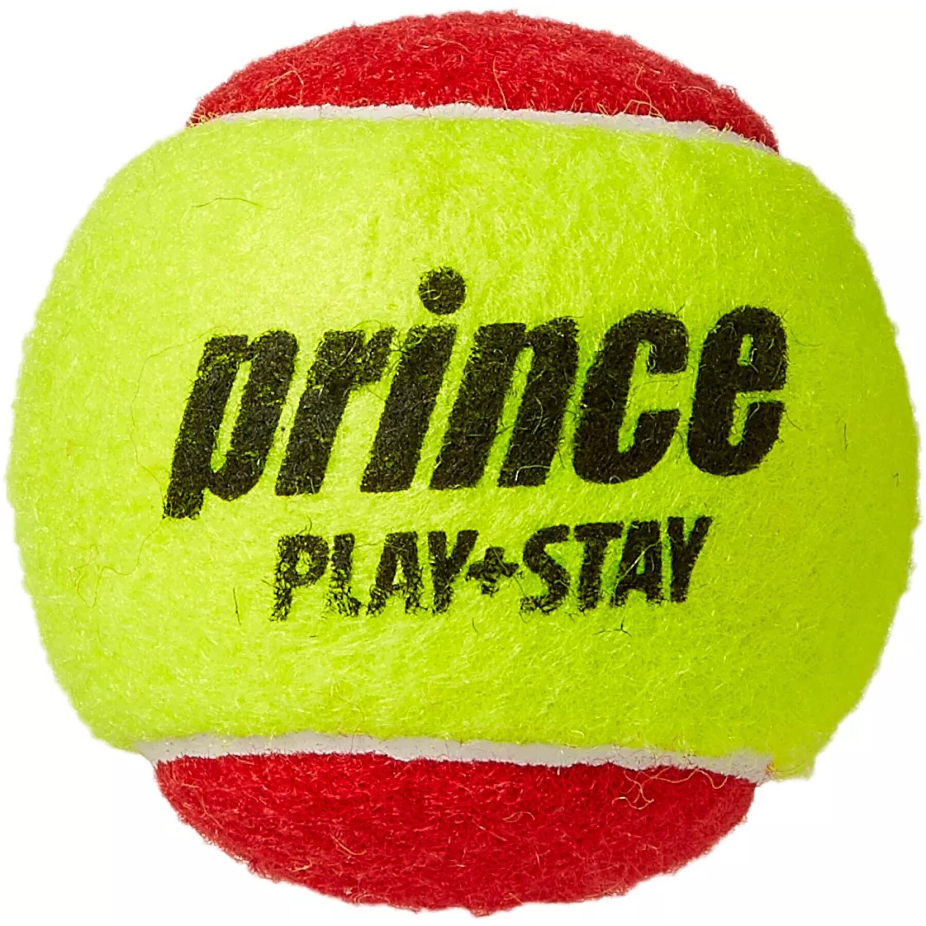 Bag of 12 tennis balls Prince Play & Stay – stage 3 (felt)